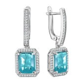 Серьги из серебра с горным хрусталем и фианитами