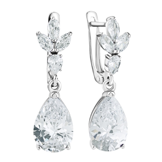 Серьги из серебра с фианитами