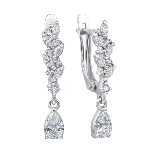 Серьги из серебра с фианитами