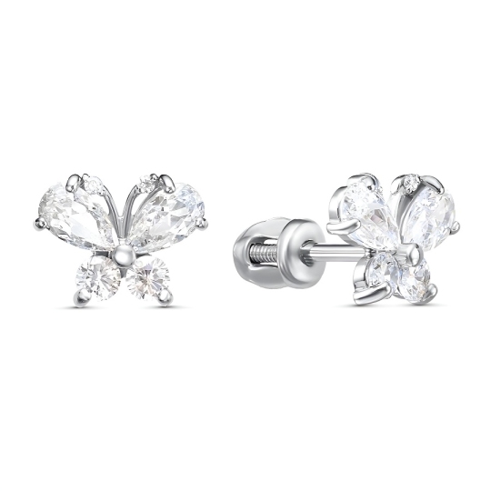 Серьги из серебра с фианитами