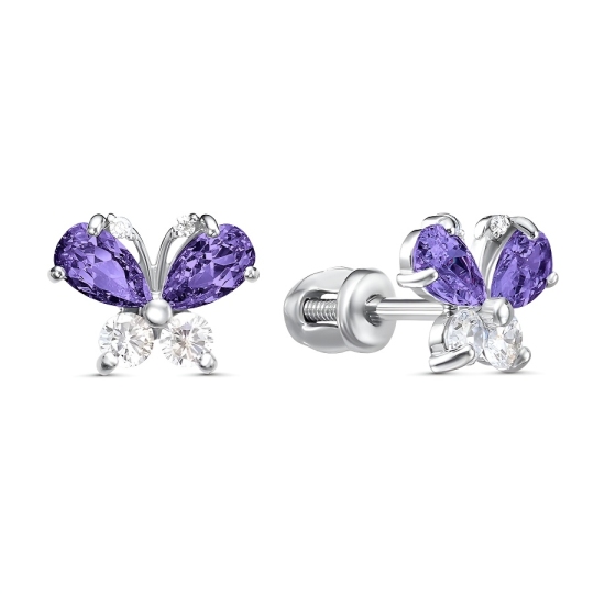 Серьги из серебра с фианитами