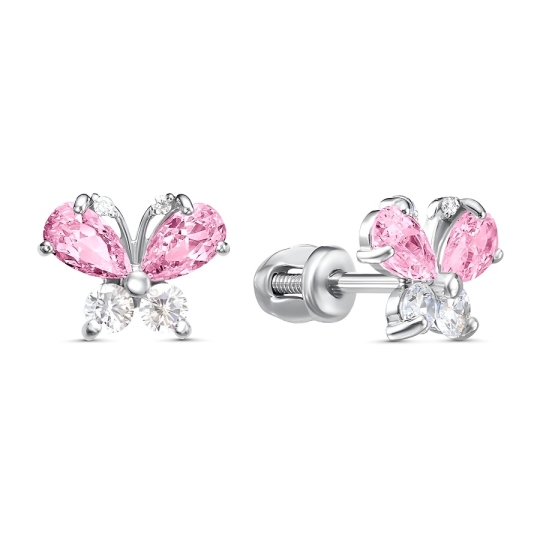 Серьги из серебра с фианитами