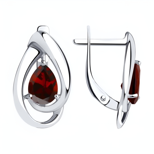 Серьги из серебра с гранатами