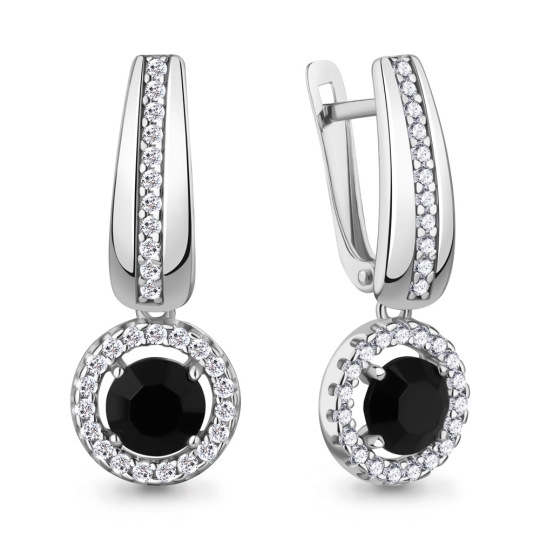 Серьги из серебра с фианитами