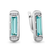 Серьги из серебра с турмалинами и фианитами