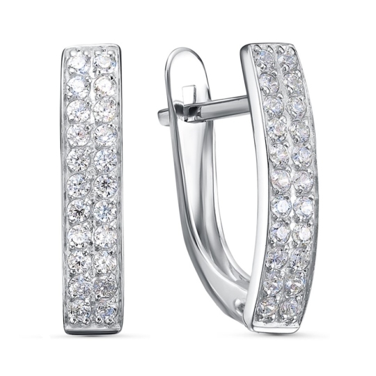 Серьги из серебра с фианитами