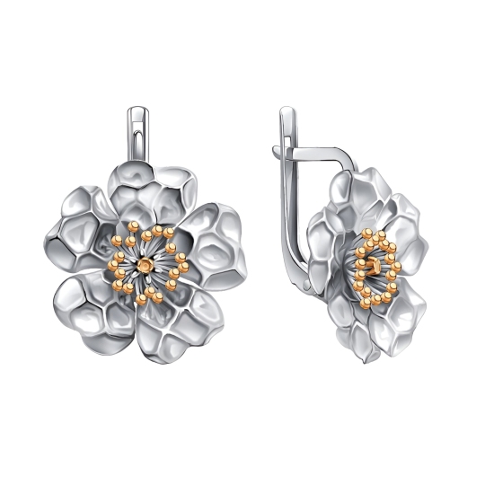 Серьги из серебра с позолотой