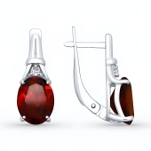 Серьги из серебра с гранатами и фианитами