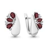 Серьги из серебра с гранатами и фианитами