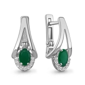 Серьги из серебра с агатами и фианитами