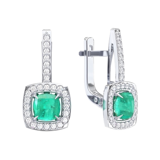 Серьги из серебра с горным хрусталем и фианитами