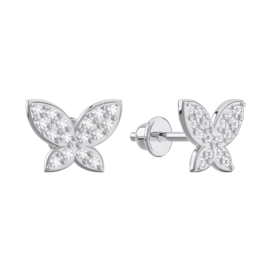Серьги из серебра с фианитами