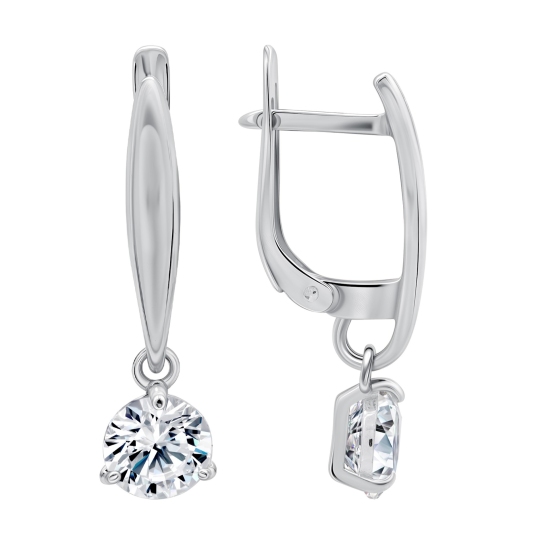 Серьги из серебра с фианитами