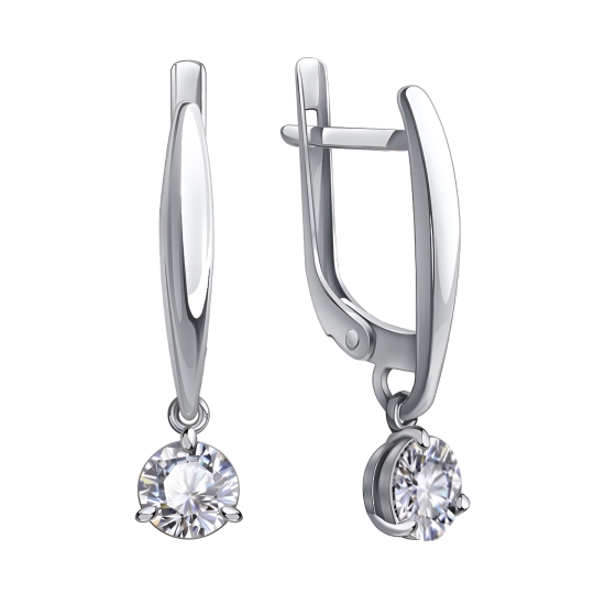 Серьги из серебра с фианитами
