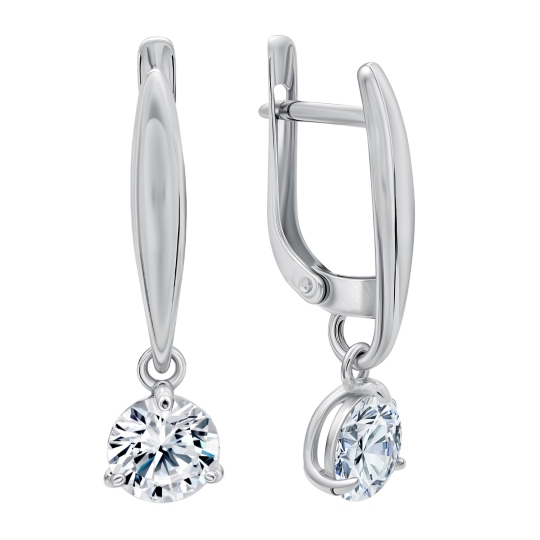 Серьги из серебра с фианитами