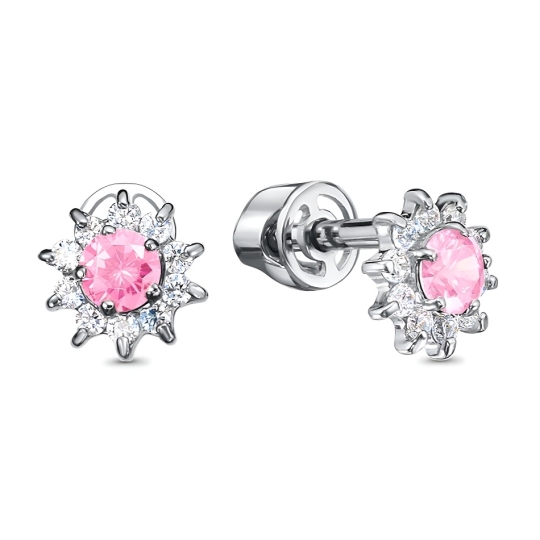 Серьги из серебра с фианитами