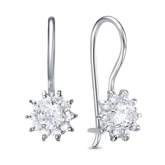 Серьги из серебра с фианитами
