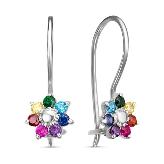 Серьги из серебра с фианитами
