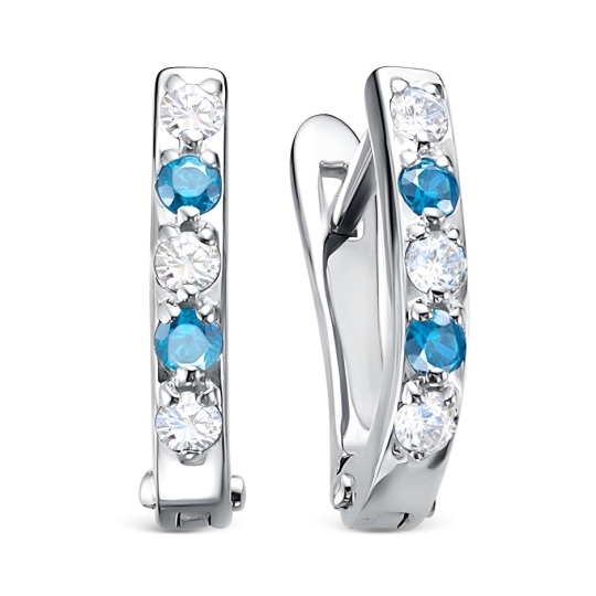 Серьги из серебра с фианитами