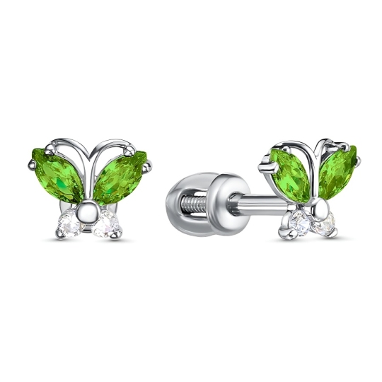 Серьги из серебра с фианитами
