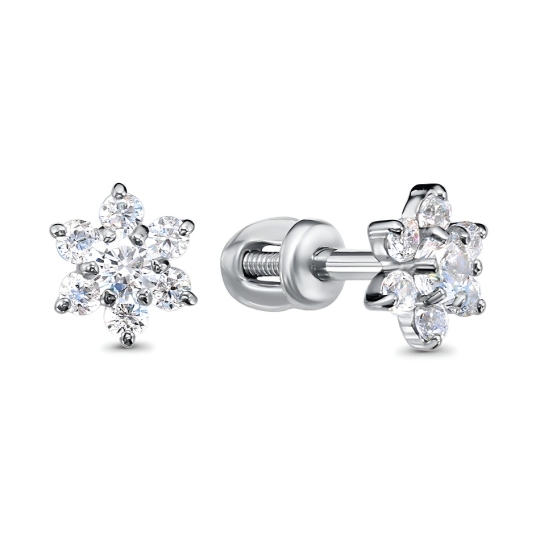 Серьги из серебра с фианитами