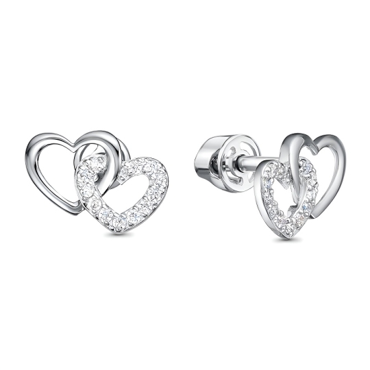 Серьги из серебра с фианитами
