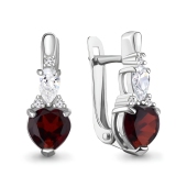 Серьги из серебра с гранатами и фианитами