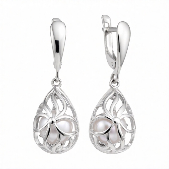 Серьги из серебра с жемчугом