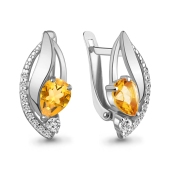 Серьги из серебра с цитринами и фианитами