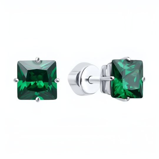 Серьги из серебра с фианитами