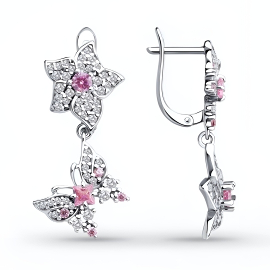 Серьги из серебра с фианитами