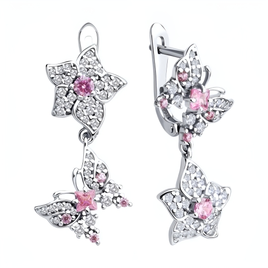 Серьги из серебра с фианитами