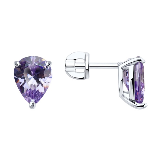 Серьги из серебра с фианитами