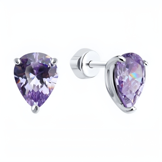 Серьги из серебра с фианитами