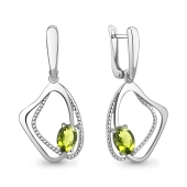 Серьги из серебра с хризолитами