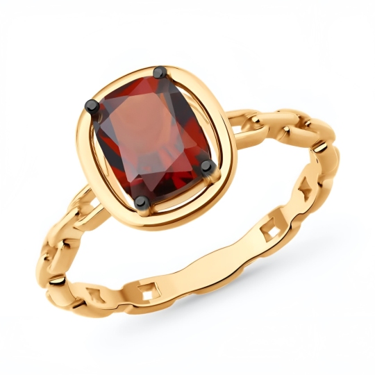 Кольцо из серебра с позолотой и гранатом