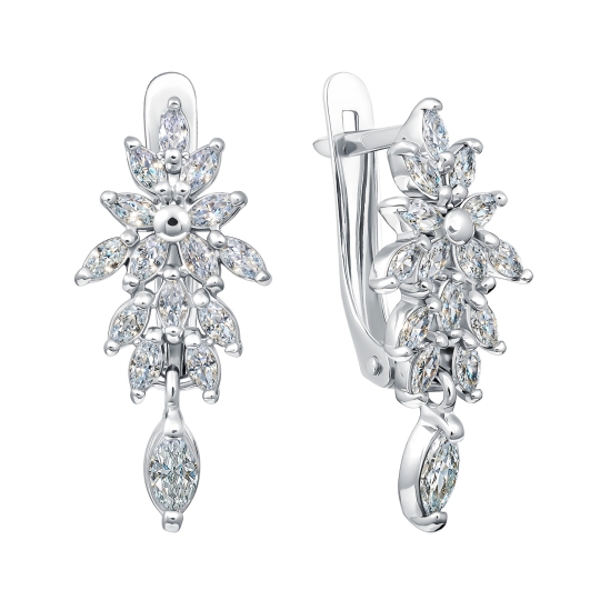 Серьги из серебра с фианитами