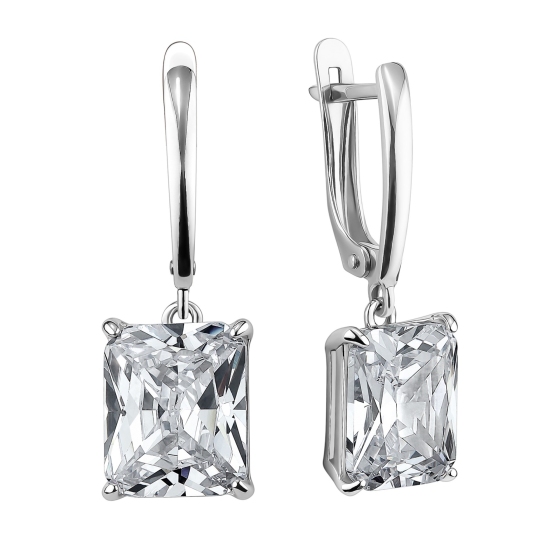 Серьги из серебра с фианитами