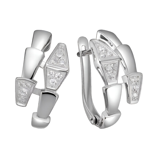 Серьги из серебра с фианитами