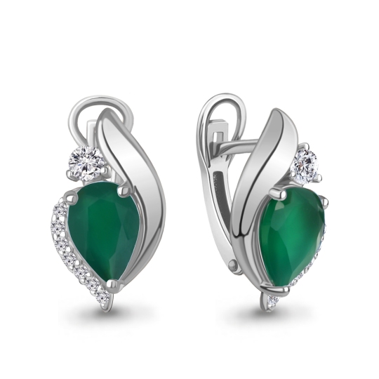 Серьги из серебра с агатами и фианитами
