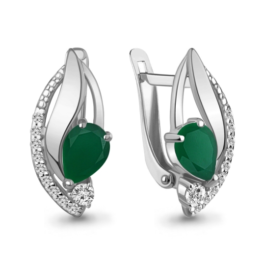 Серьги из серебра с агатами и фианитами