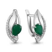 Серьги из серебра с агатами и фианитами