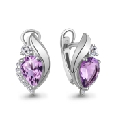 Серьги из серебра с аметистами и фианитами
