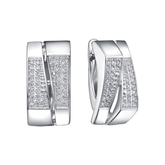 Серьги из серебра с фианитами