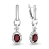Серьги из серебра с гранатами и фианитами
