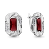 Серьги из серебра с ювелирными кристаллами и фианитами