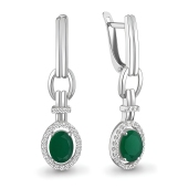 Серьги из серебра с агатами и фианитами