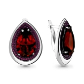 Серьги из серебра с гранатами и корундами