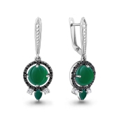 Серьги из серебра с агатами, ювелирными кристаллами и фианитами