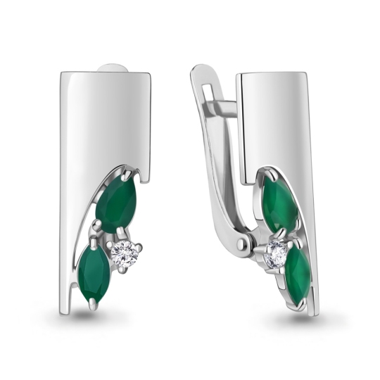 Серьги из серебра с агатами и фианитами